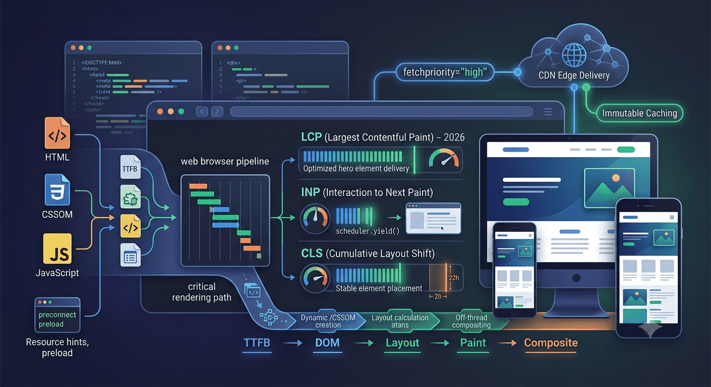 Mastering Frontend Performance in 2026: Core Web Vitals, Rendering Pipelines, and Modern Optimization Techniques